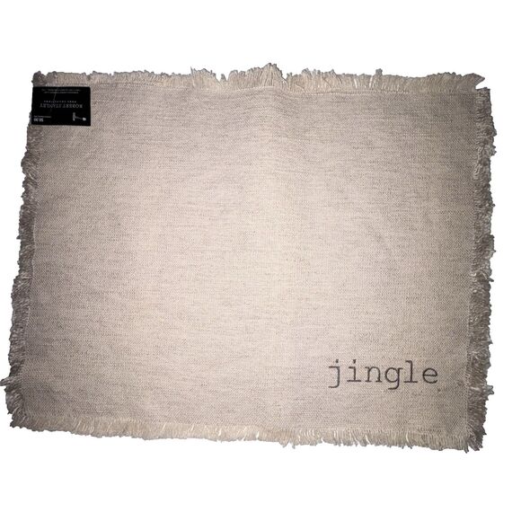 ROBERT STANLEY Holiday Christmas Placemats Set Of 3 Jingle Jolly Cheers Neutral - Picture 6 of 10